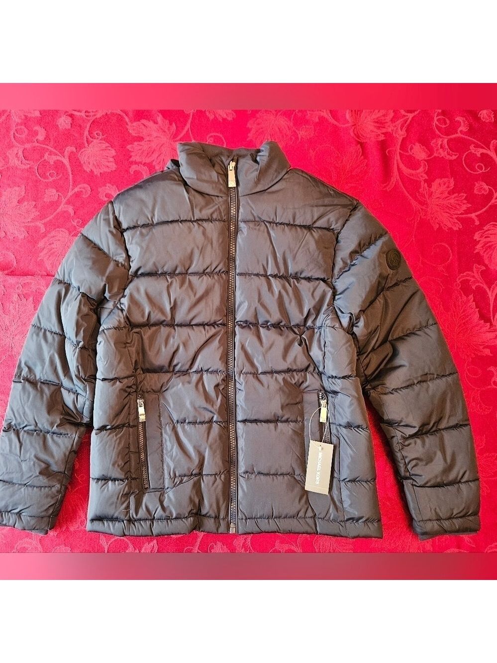Size Small Michael Kors Navy Blue Blackfin Quilted Nylon Puffer Jacket, NWT